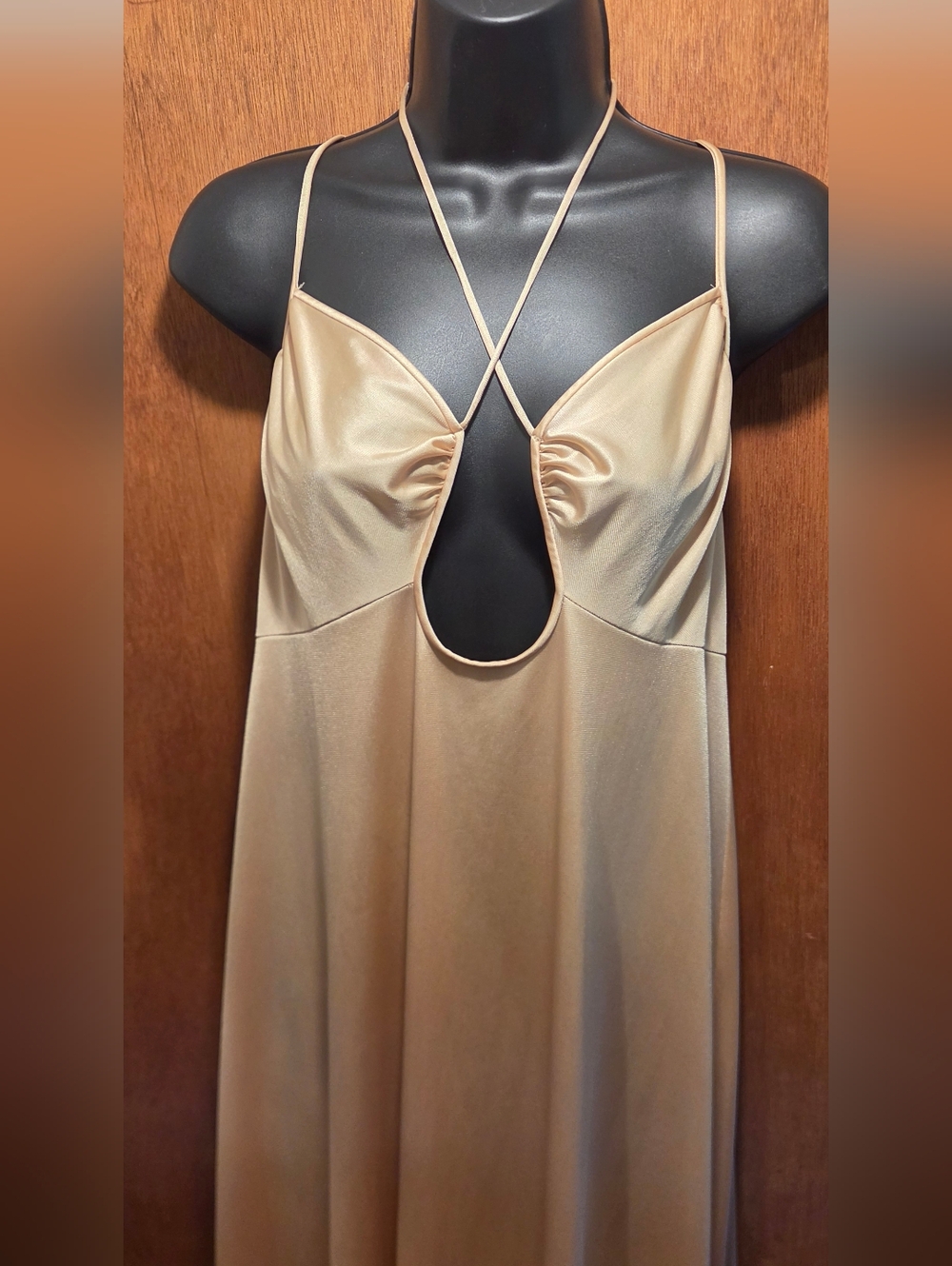 Vintage 70's JC Penny Elegant Cream Slip Chemise Dress SzM - Picture 4 of 12